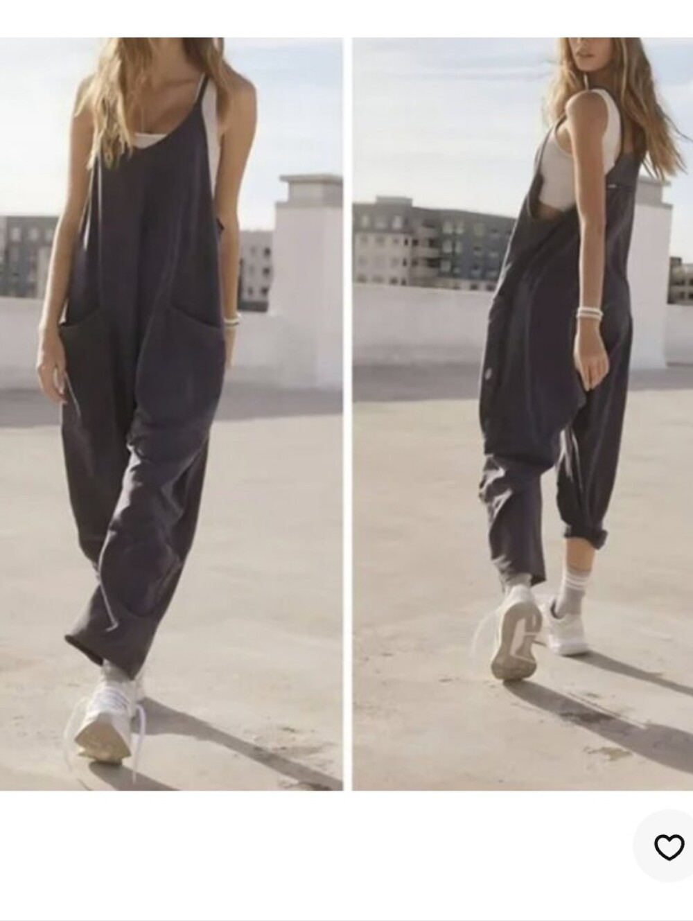 NWT Free People FP Movement Hot Shot Onesie Jumpsuit Washed Black Harem Small